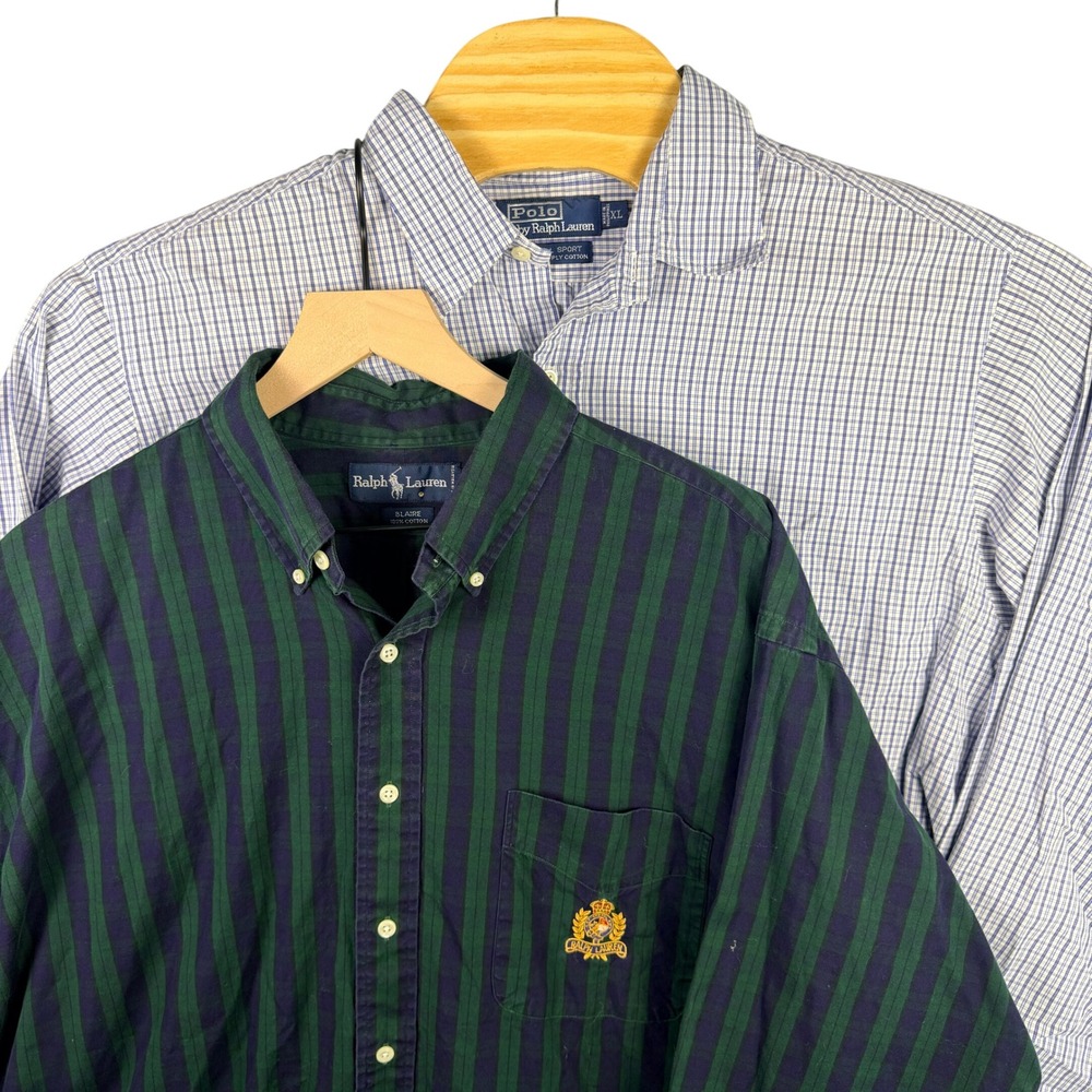 Lot of 2 Vintage 90s Polo Ralph Lauren Button Down Shirts Mens XL Striped